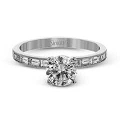 This sleek, minimalist white gold wedding set features a distinctive design with an impressive 1.05 ctw of baguette shaped white diamonds.