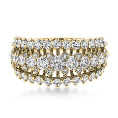 This unique white gold ring features a total of 1.74 ctw of white diamonds in an intricately designed setting.