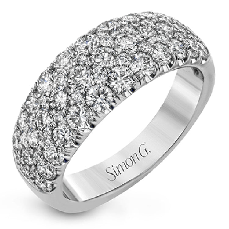 This wonderful, contemporary wedding band glitters with a remarkable 2.00 ctw of round white diamonds set in white gold.