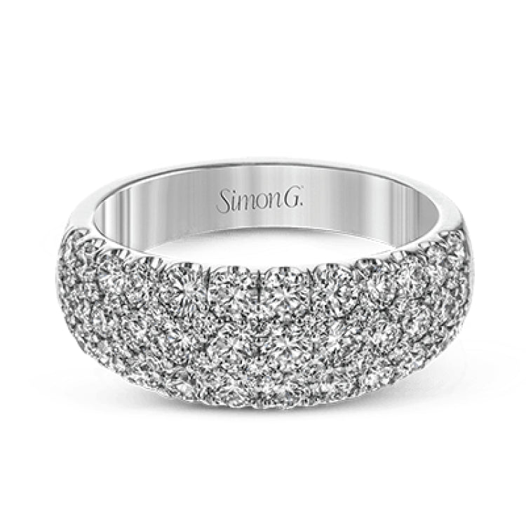 This wonderful, contemporary wedding band glitters with a remarkable 2.00 ctw of round white diamonds set in white gold.