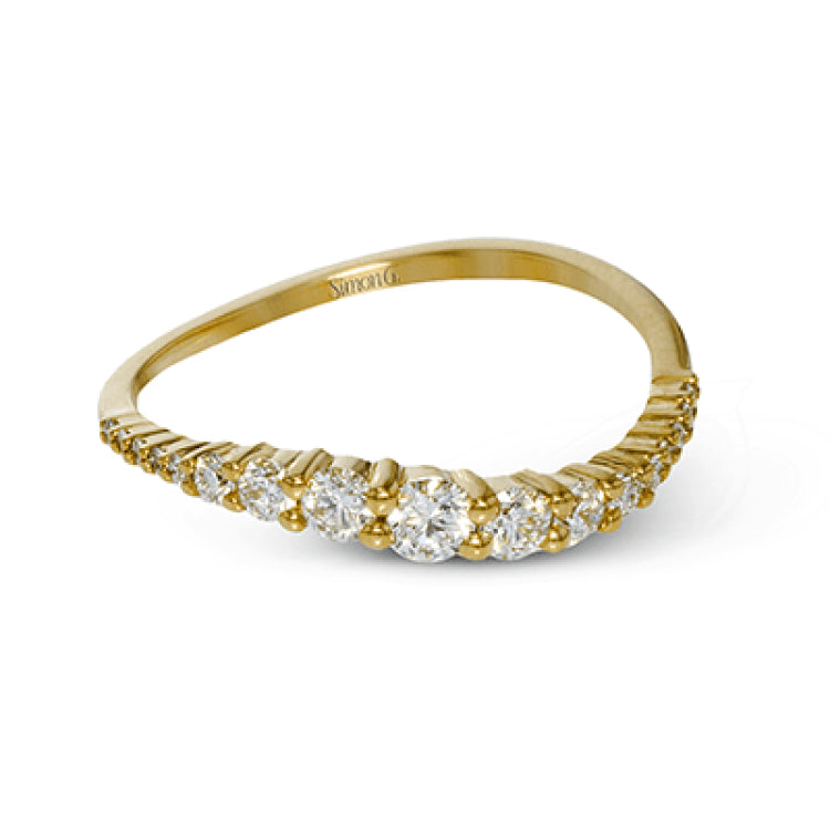 These interlocking 18k yellow gold band can be worn together with the rose and white gold bands , producing the look of one larger ring, or on their own for a simple statement. Each contains .45 ctw of shining white diamonds. Perfect for stacking.