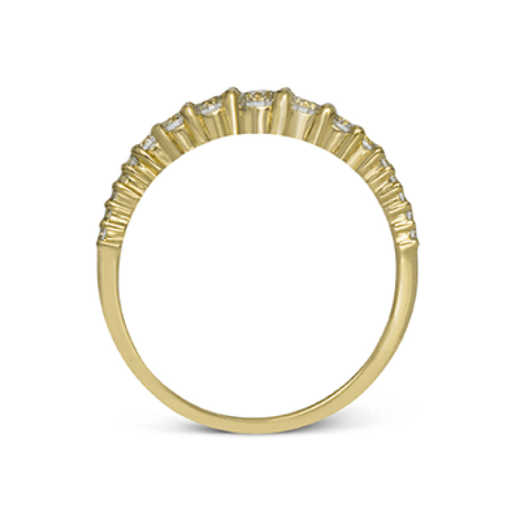 These interlocking 18k yellow gold band can be worn together with the rose and white gold bands , producing the look of one larger ring, or on their own for a simple statement. Each contains .45 ctw of shining white diamonds. Perfect for stacking.