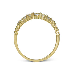These interlocking 18k yellow gold band can be worn together with the rose and white gold bands , producing the look of one larger ring, or on their own for a simple statement. Each contains .45 ctw of shining white diamonds. Perfect for stacking.