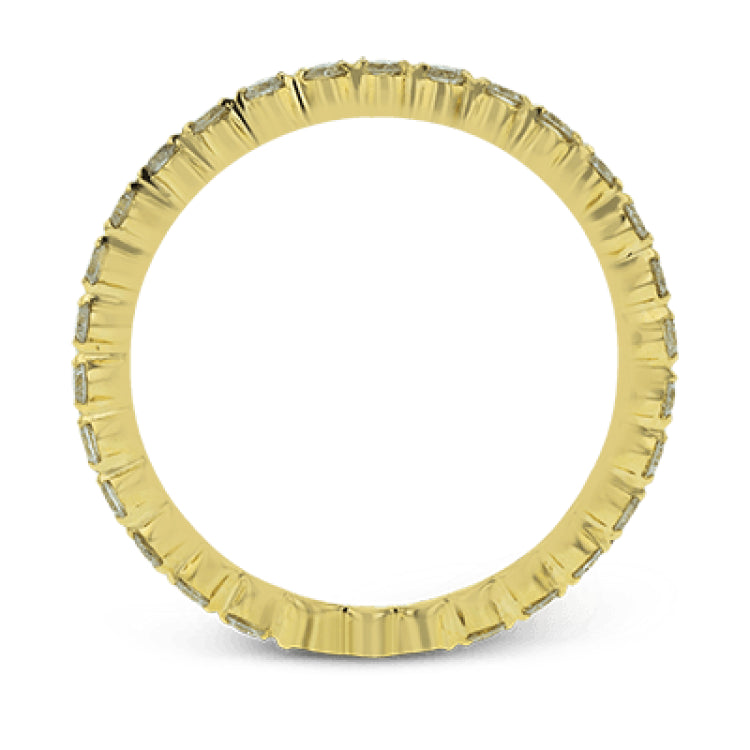 Featuring a modern stackable design, this band yellow gold is accented by .40 ctw round cut white diamonds.