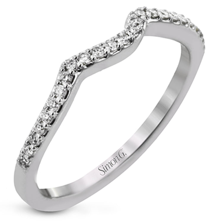 This nature inspired 18K engagement ring has a simple twist design with a combination of high polish gold band and .20 ctw RD diamonds leading up to the center