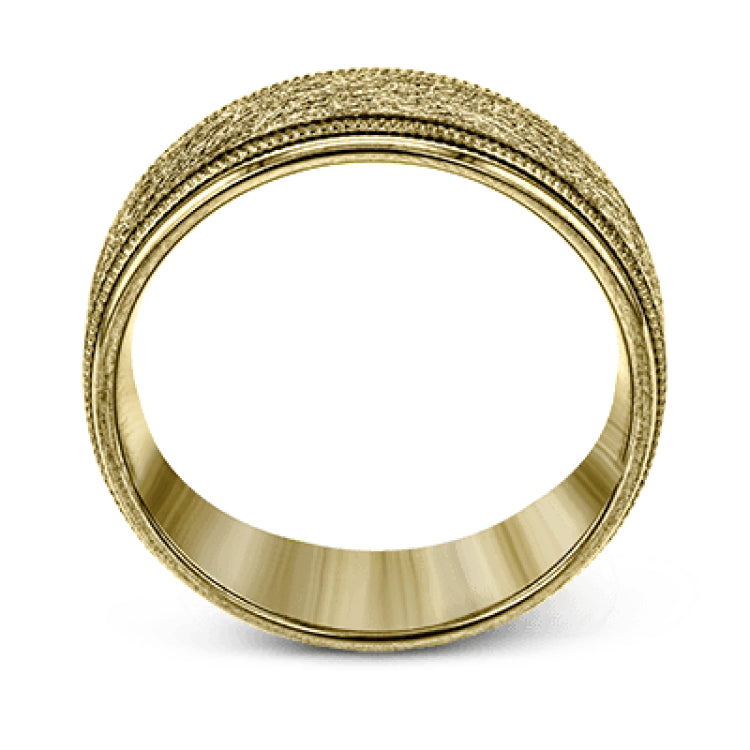 This classic men's wedding band features a matte texture in the center, edged by high polished metal. It is sure to be in style for years to come.