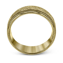 This classic men's wedding band features a matte texture in the center, edged by high polished metal. It is sure to be in style for years to come.