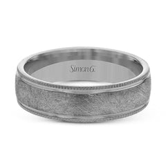 This classic men's wedding band features a matte texture in the center, edged by high polished metal. It is sure to be in style for years to come.
