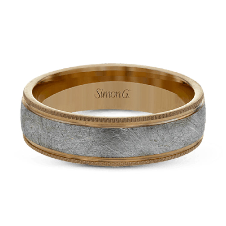 This classic men's wedding band features a matte texture in the center, edged by high polished metal. It is sure to be in style for years to come.