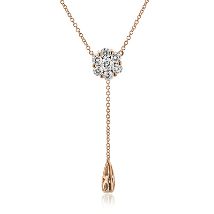 This delicate, understated pendant features .47 ctw of round white diamonds in a lovely white gold setting