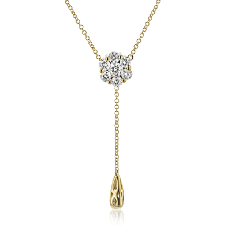 This delicate, understated pendant features .47 ctw of round white diamonds in a lovely white gold setting