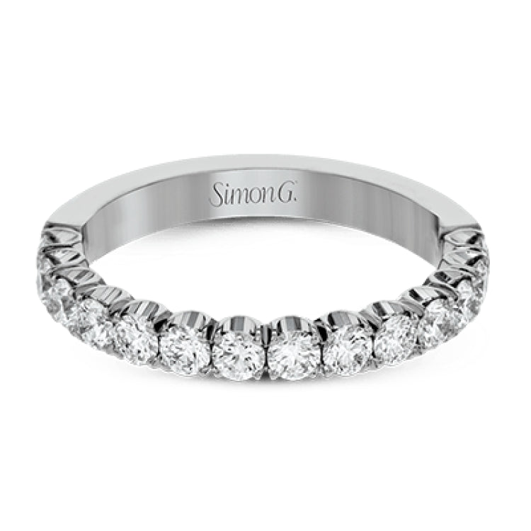 This classic wedding band contains a stunning .75 ctw of white round diamonds