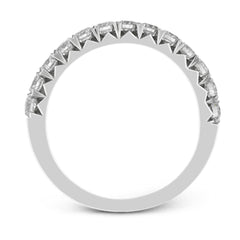 This band pairs perfectly with an engagement ring, or can be worn on its own or stacked with other rings. It contains .50 ctw of white diamonds.