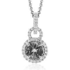 Classically elegant, this white gold pendant features a halo setting glittering with .20 ctw of round white diamond accents.
