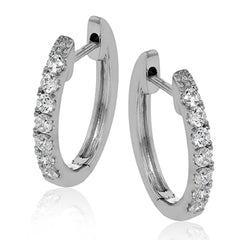 These classic 18k white gold hoop earrings would be perfect to wear every day, set with .39 ctw of white diamonds.