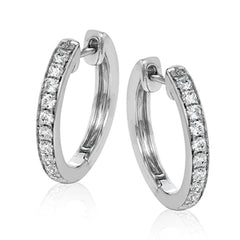 These darling 18k white gold hoop earrings contain .34 ctw of white diamonds, and are the perfect delicate size to wear everyday.