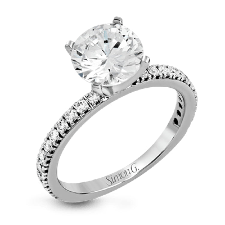 This beautiful 18k white gold wedding set contains a stunning .75 ctw of white round brilliant diamonds.