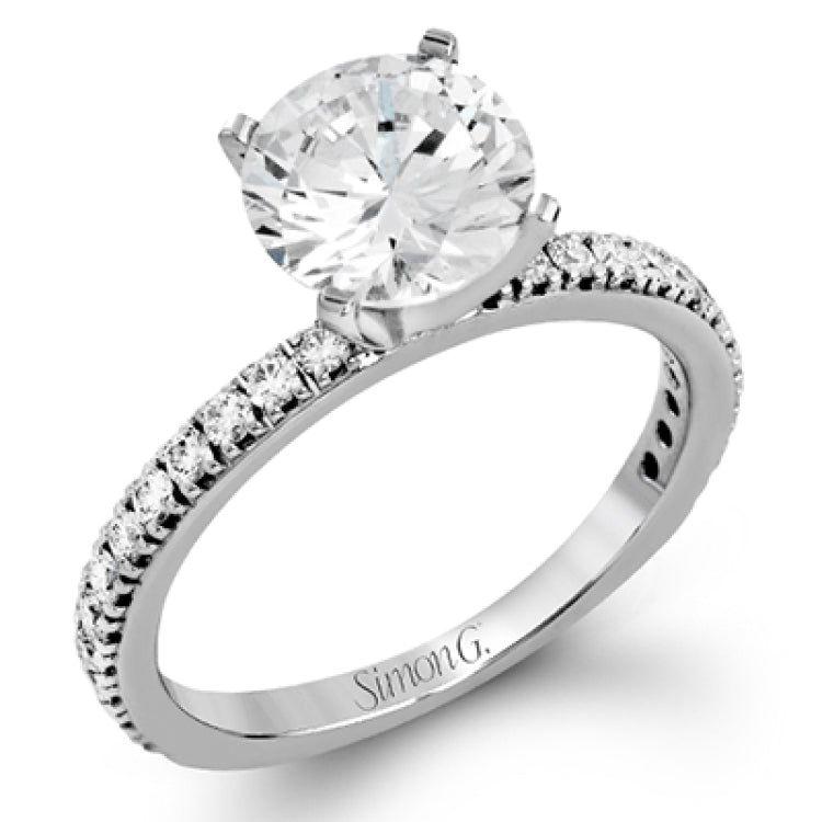 This beautiful 18k white gold wedding set contains a stunning .75 ctw of white round brilliant diamonds.