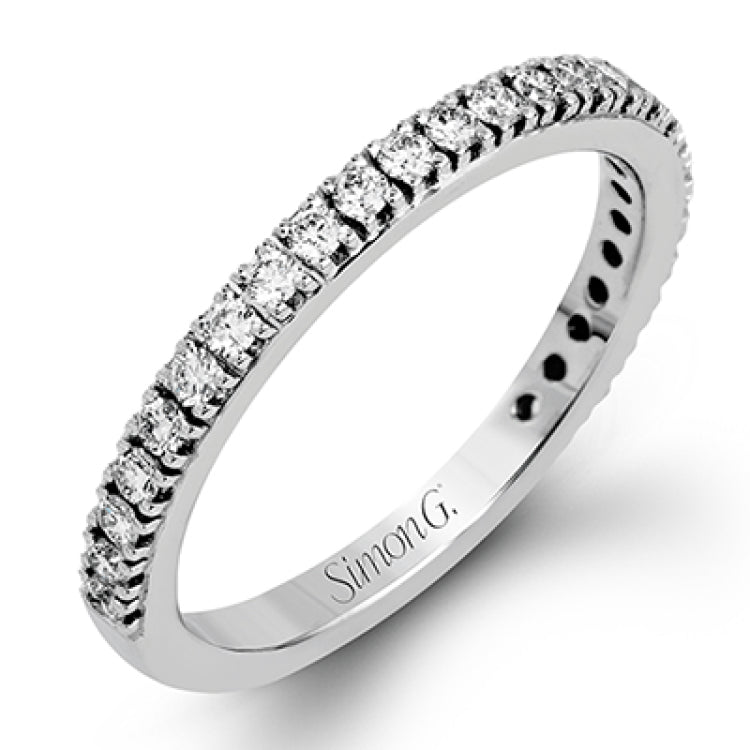 This beautiful 18k white gold wedding set contains a stunning .75 ctw of white round brilliant diamonds.