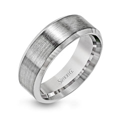 This modern men's band has a clean, classic design, a brushed metal finish and beveled edges.