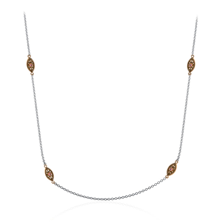 This delicate white gold chain is complemented by .06 ctw of white diamond accents.