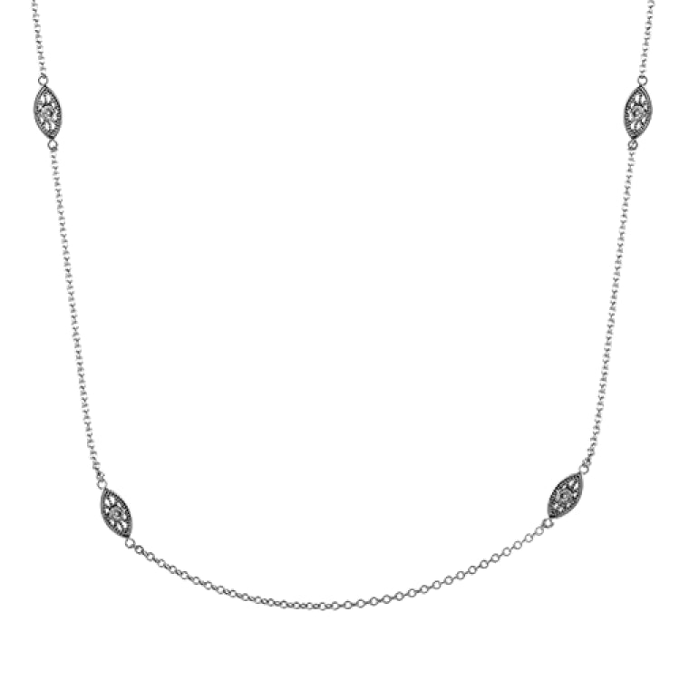 This delicate white and rose gold chain is complemented by .07 ctw of white diamond accents.