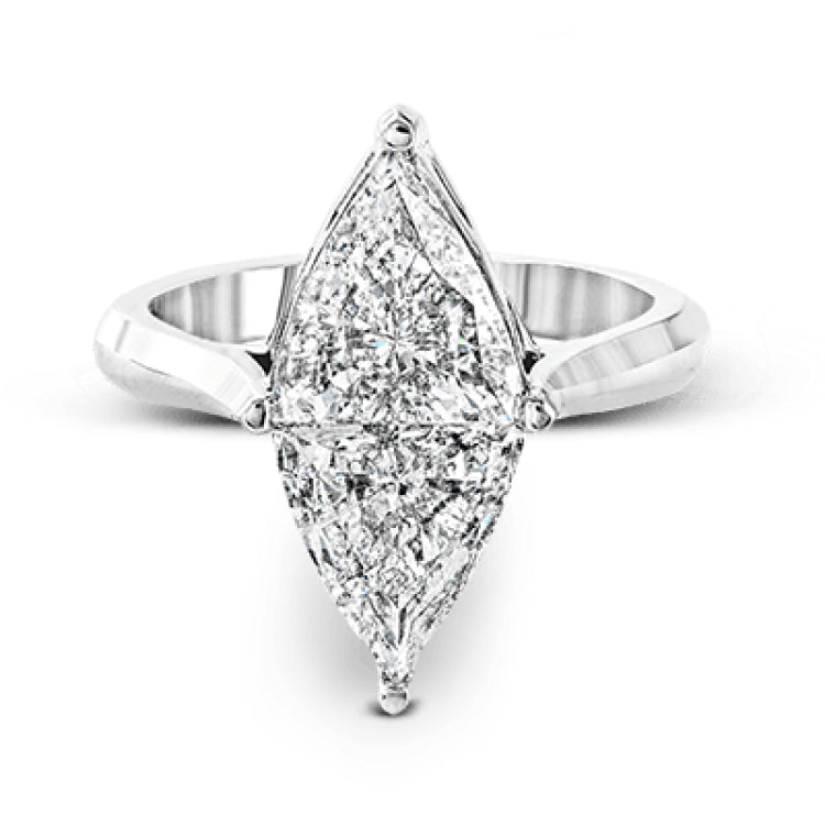 This 18k white gold classic solitaire setting shows off the marquise center stone to its best advantage.