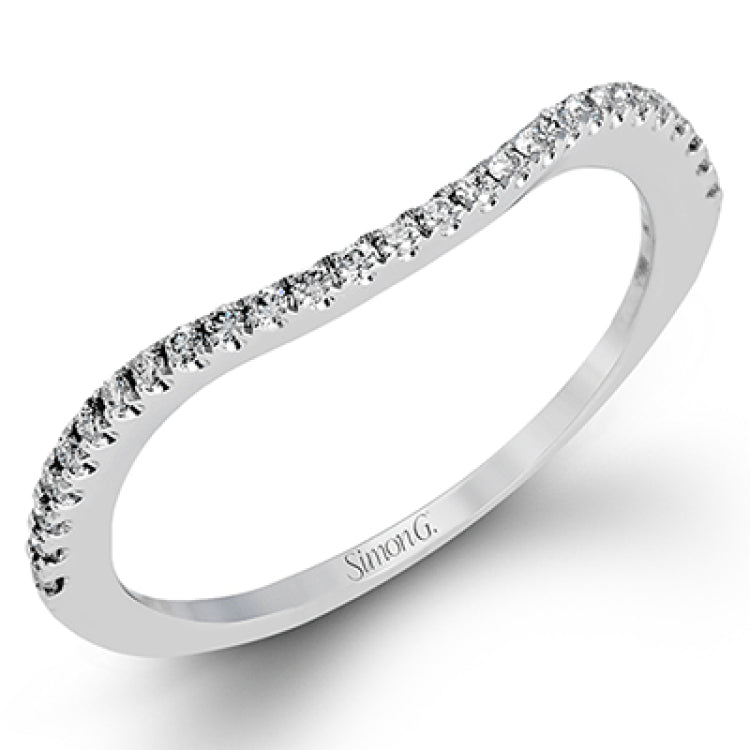 This lovely contemporary styled white gold engagement ring features a dazzling setting of .66 ctw of round cut white diamonds.