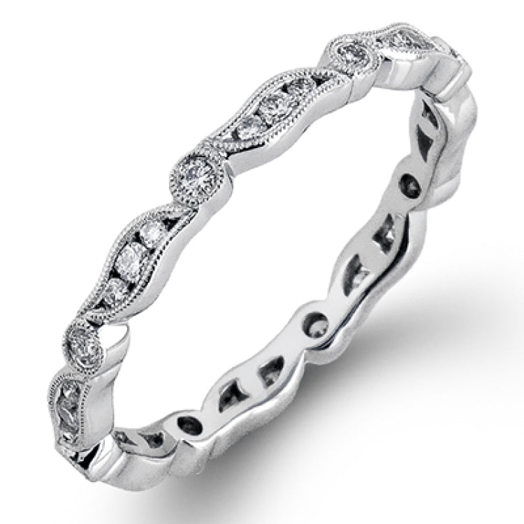 Featuring a contemporary stackable design, this white gold band is accented by a collection of .28 ctw of white diamonds.