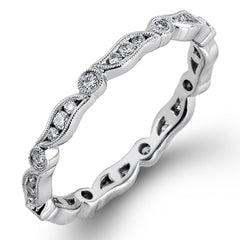 Featuring a contemporary stackable design, this white gold band is accented by a collection of .28 ctw of white diamonds.