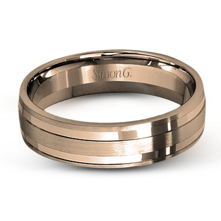 This two-tone gold men's band has a clean, modern design with both white and rose gold.