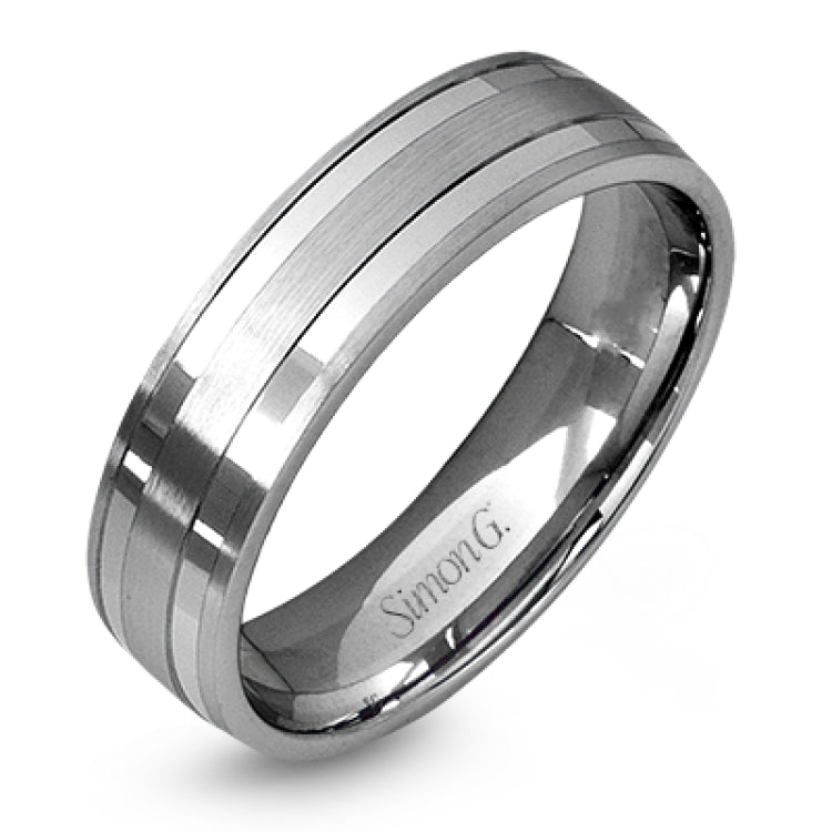 This two-tone gold men's band has a clean, modern design with both white and rose gold.