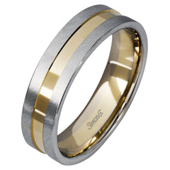 This men's band is appropriate for any occasion with a combination of both yellow and white gold in its modern design.