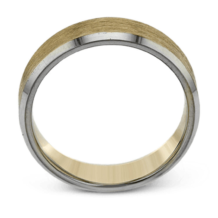 A distinctive combination of white gold combined with a rose gold silhouette creates an impressive design for this men's wedding band.