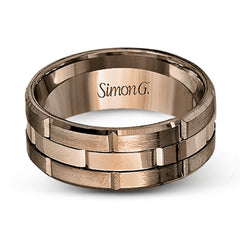 This brilliant two-tone men's wedding band features a center column of sleek yellow gold surrounded by two white gold silhouettes.