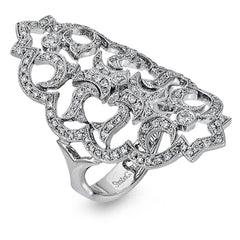 This beautiful ring is fit for royalty with an intricate design containing .60 ctw of round white diamonds.