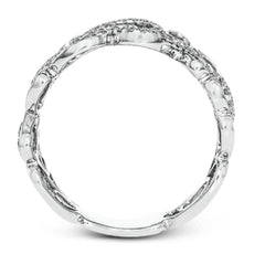This modern 18k white gold ring has a fun design of repeating ovals set with .60 ctw of white diamonds.