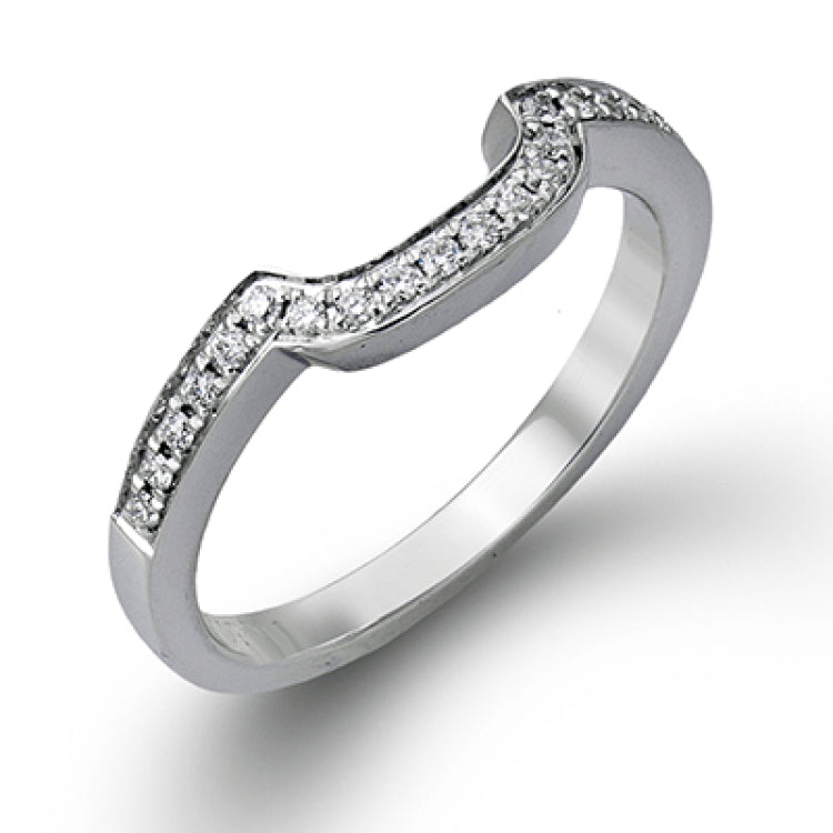 This lovely contemporary white gold engagement ring is set with .34 ctw of glistening princess cut white diamonds and .13 ctw of round cut white diamonds.