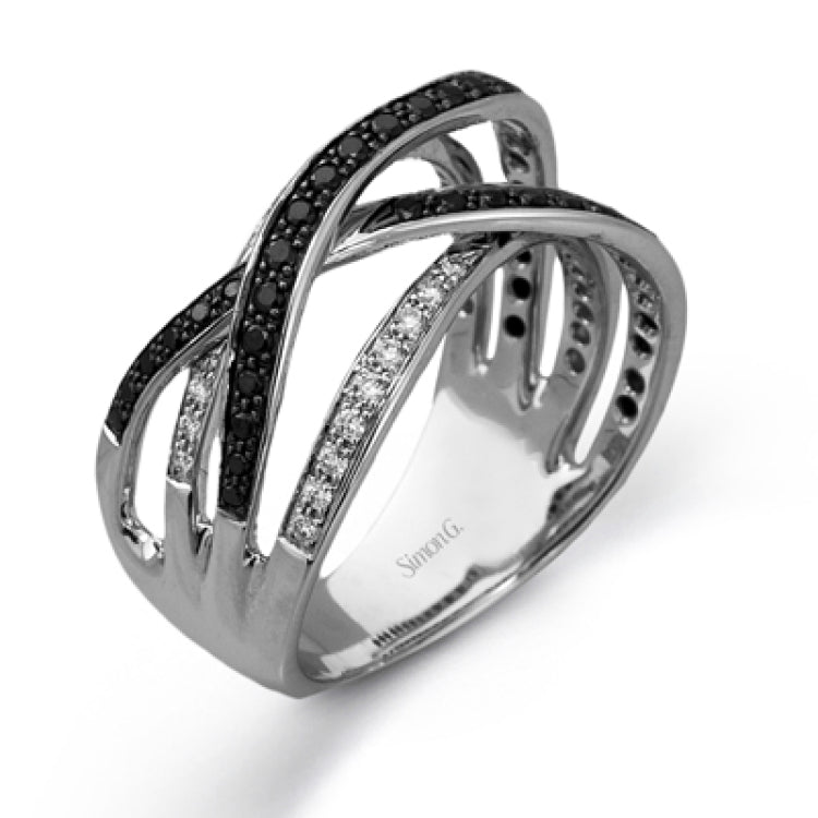 Featuring an intricately entwined contemporary design, this tri-tone ring is highlighted by .42 ctw of round cut white diamonds in rose, yellow, and white gold.