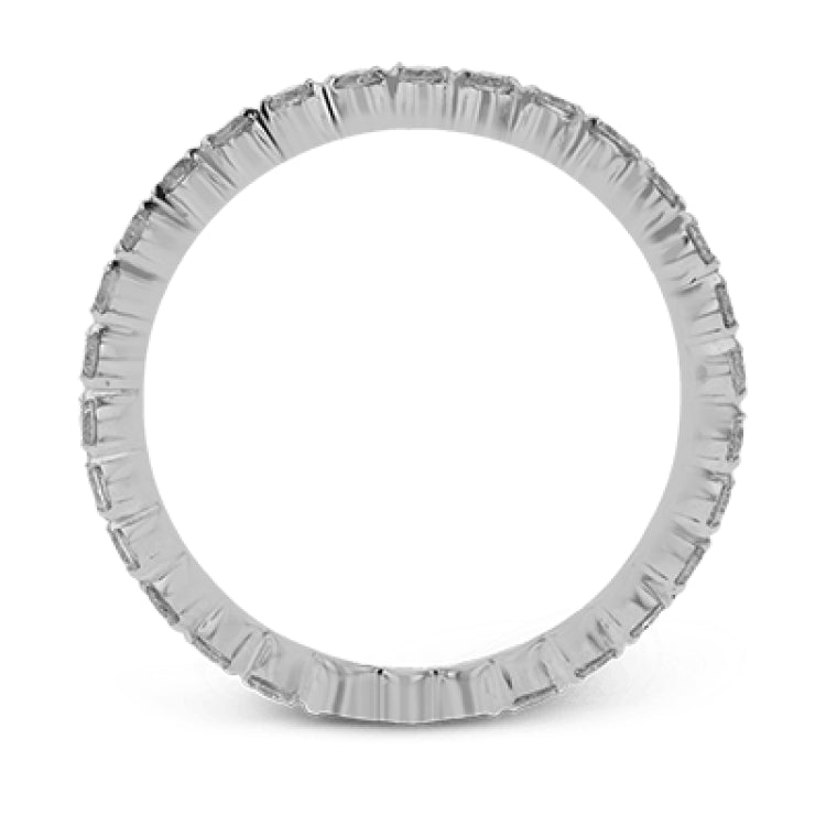 Featuring a modern stackable design, this band white gold is accented by .40 ctw round cut white diamonds.