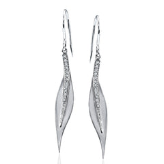 The leaf-like design on these modern earrings was inspired by nature. They contain .13 ctw of scintillating white diamonds.