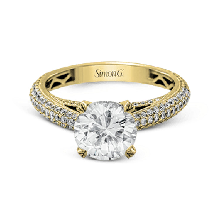This classically styled white gold engagement ring is set with 1.30 ctw of shimmering white diamonds in a stunning design.