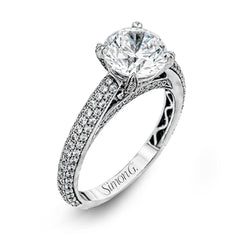 This classically styled white gold engagement ring is set with 1.30 ctw of shimmering white diamonds in a stunning design.