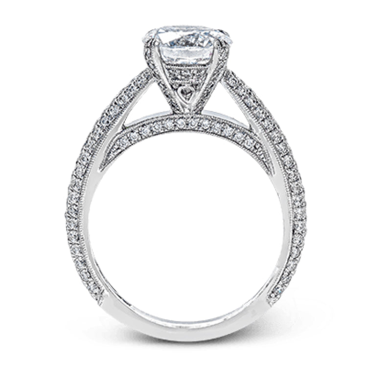This classically styled white gold engagement ring is set with 1.30 ctw of shimmering white diamonds in a stunning design.