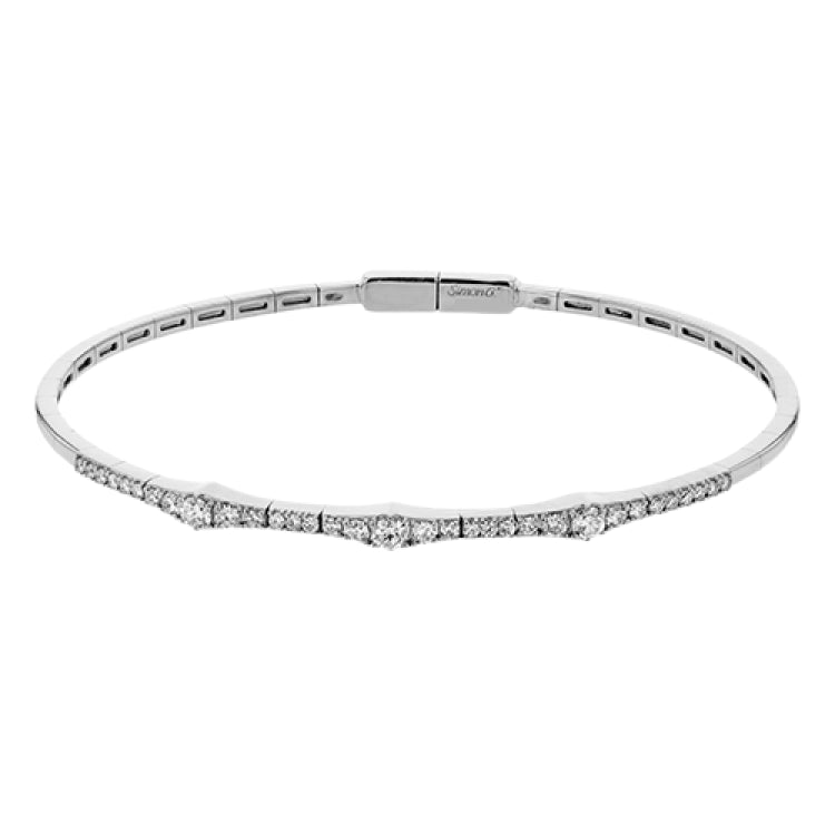 18k WG geometric bangle bracelet glistens with 0.54 ctw of diamonds