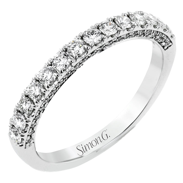 A classic, this 18K white gold diamond band features .57cttw white diamonds.