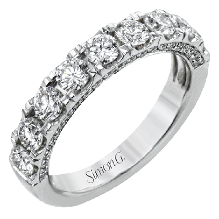 This straight band is anything but ordinary, containing an impressive 1.44 ctw of white diamonds.