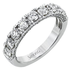 This straight band is anything but ordinary, containing an impressive 1.44 ctw of white diamonds.