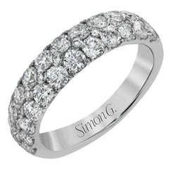 Simple yet elegant, this understated white gold band sparkles with 1.57 ctw of round white diamonds