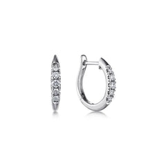 14K White Gold Classic Diamond Huggie Earrings